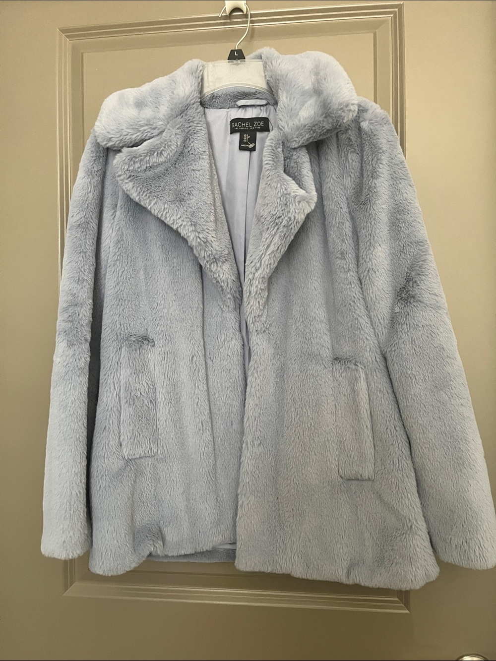 Rachel Zoe Pale Blue Teddy Faux-Fur Jacket